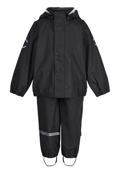 Mikk-Line PU-Regenset (recycelt) mit Regenhose (ohne Hosenträger!) – Schwarz